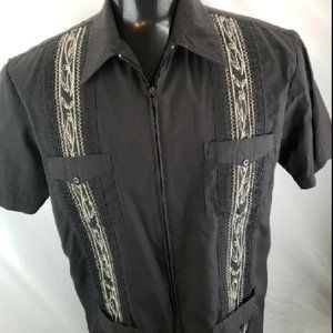 Haband Guayabera Full Zip Cuban Short Sleeve Shirt